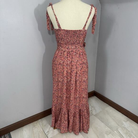 J Crew Peasant Cottagecore Ditsy Floral Maxi Long Dress Pink Sweetheart Coquette - Picture 5 of 17